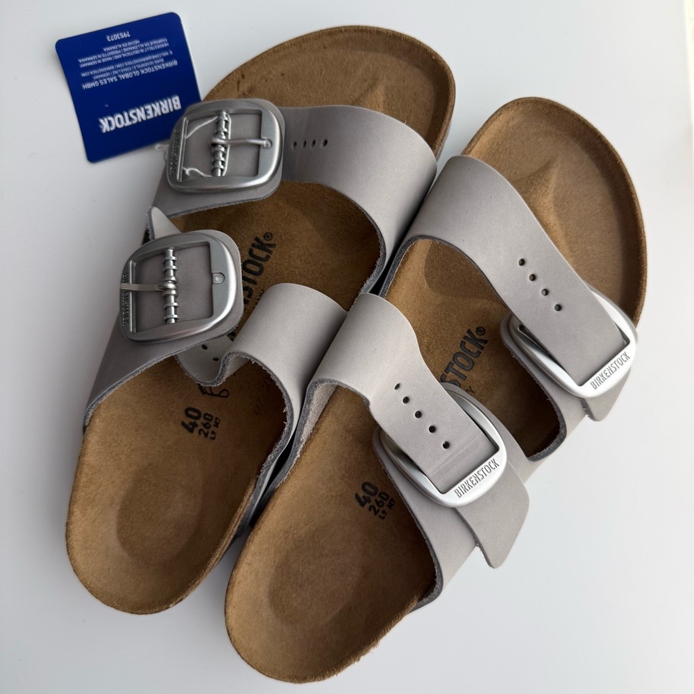 Arizona Big Buckle Nubuck Leather Dove Gray Sz 40 Brand New NIB